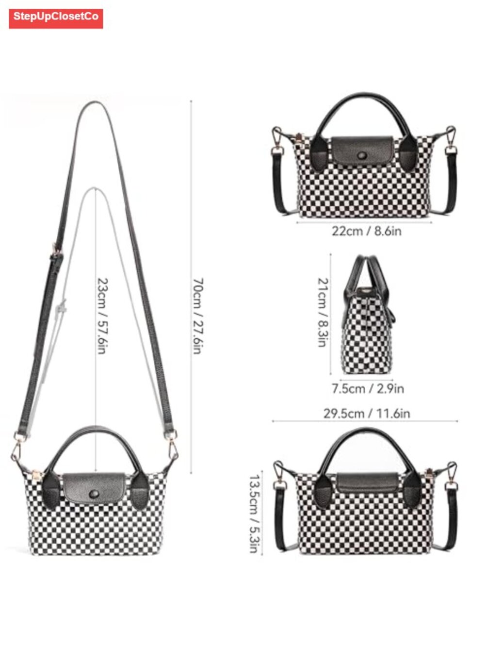 Woven Vegan Leather Crossbody Bag Y2K Mini Shoulder Purse Dumpling Tote - Picture 4 of 6